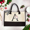 Picture of Custom Canvas Tote Bag with Flower - Personalized  Name Tote Bag - Best Bridesmaid Gift