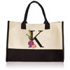 Picture of Custom Canvas Tote Bag with Flower - Personalized  Name Tote Bag - Best Bridesmaid Gift