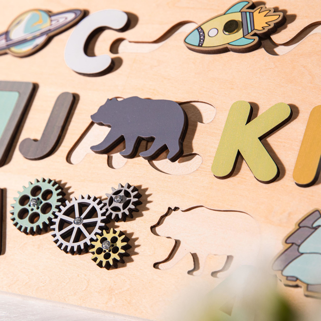 Picture of Personalized Wooden Puzzle Name Board - Custom Toy Gift for Baby and Kids - Custom Name Puzzle for Toddlers - Best 1st Birthday Gift for Baby Boy and Baby Girl