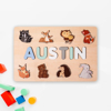 Picture of Personalized Wooden Puzzle Name Board - Custom Toy Gift for Baby and Kids - 8 Animal Style - 1st Birthday Gift for Cute Baby Girl