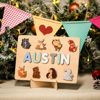 Picture of Personalized Wooden Puzzle Name Board - Custom Toy Gift for Baby and Kids - 8 Animal Style - 1st Birthday Gift for Cute Baby Girl