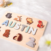 Picture of Personalized Wooden Puzzle Name Board - Custom Toy Gift for Baby and Kids - 8 Animal Style - 1st Birthday Gift for Cute Baby Girl