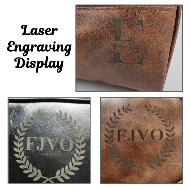 Picture of Custom Leather Toiletry Bag for Men - Personalized Groomsmen Gifts - Men's Leather Toiletry Bags - Travel Bag