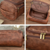 Picture of Custom Leather Toiletry Bag for Men - Personalized Groomsmen Gifts - Men's Leather Toiletry Bags - Travel Bag