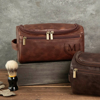 Picture of Custom Leather Toiletry Bag for Men - Personalized Groomsmen Gifts - Men's Leather Toiletry Bags - Travel Bag