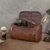 Picture of Custom Leather Toiletry Bag for Men - Personalized Groomsmen Gifts - Men's Leather Toiletry Bags - Travel Bag