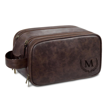 Picture of Custom Leather Toiletry Bag - Personalized Groomsmen Gifts - Travel Bag