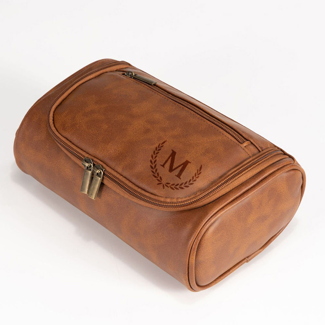 Picture of Personalized Groomsmen Gifts - Custom Leather Toiletry Bag - Travel Bag - Birthday Gift