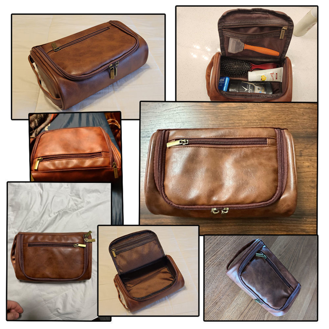 Picture of Personalized Groomsmen Gifts - Custom Leather Toiletry Bag - Travel Bag - Birthday Gift