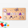 Picture of Personalized Wooden Puzzle Name Board - Custom Toy Gift for Baby - Custom Name Puzzle for Toddlers - Purple Color Style - 1st Birthday Gift for Baby Girl