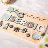 Picture of Personalized Wooden Puzzle Name Board - Custom Gift for Baby and Kids - Custom Name Puzzle - Ocean and Compass Style - 1st Birthday Gift for Lovely Baby