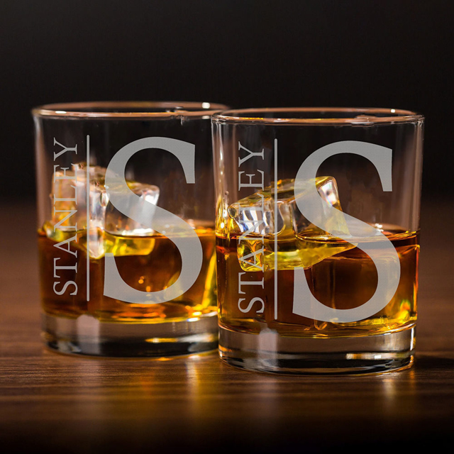 Picture of Custom Whiskey Glass - Personalized Glasses with Text - Etched Groomsmen gift - Bourbon Glass for Whiskey Drinkers