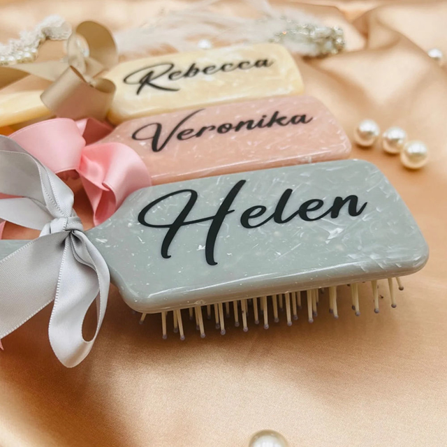 Picture of Personalized Airbag Hair Brush - Custom Bridesmaid Hair CombS - Best Bridal Shower Favors