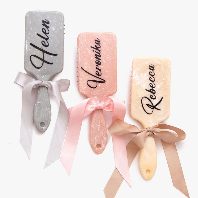 Picture of Personalized Airbag Hair Brush - Custom Bridesmaid Hair CombS - Best Bridal Shower Favors