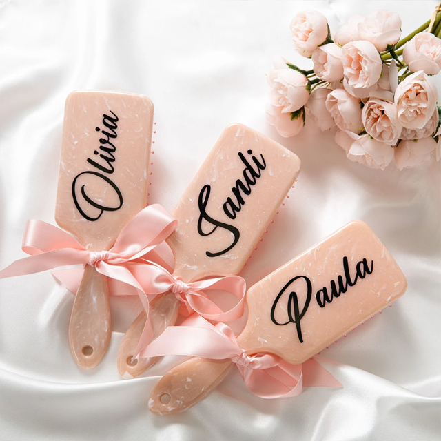 Picture of Personalized Airbag Hair Brush - Custom Bridesmaid Hair CombS - Best Bridal Shower Favors