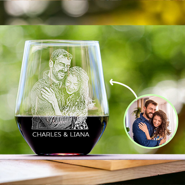 Picture of Custom Wine Glasses - Personalized Glasses with Photo - Best Gift for Father's Day or Anniversary