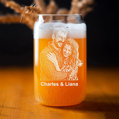 Picture of Custom Can Shape Glass Cup - Personalized Glasses with Photo - Best Gift for Father's Day, Anniversary and Birthday