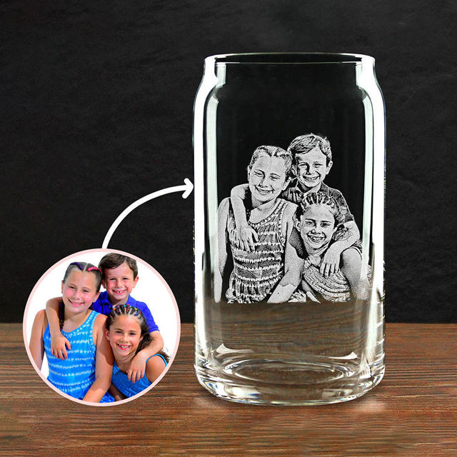 Picture of Custom Can Shape Glass Cup - Personalized Glasses with Photo - Best Gift for Father's Day, Anniversary and Birthday