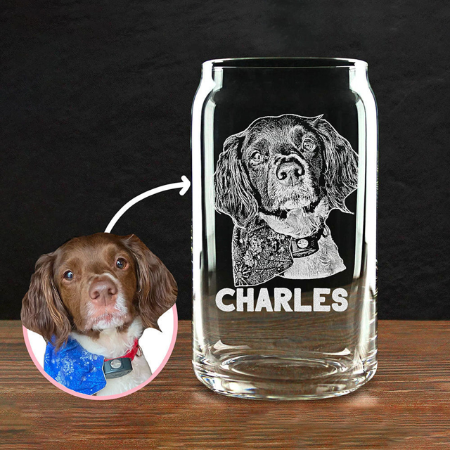 Picture of Custom Can Shape Glass Cup - Personalized Glasses with Photo - Best Gift for Father's Day, Anniversary and Birthday