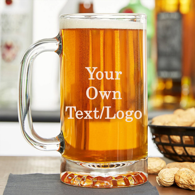 Picture of Personalized Engraved Beer Mug - Custom Glasses with Photo - Groomsman Gift - Retirement Gift for Papa