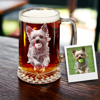 Picture of Custom Engraved Photo Beer Mug - Personalized Glass Cup for Retirement - Birthday Gift for Dad