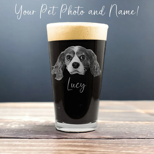 Picture of Custom Pint Glass Cup - Personalized Glasses with Photo - Best Gift for Pet Person