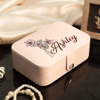 Picture of Custom Birth Flower Travel Jewelry Case - Personalized Travel box for Rings Earrings and Necklaces - Bridesmaid gift