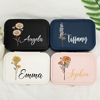 Picture of Custom Birth Flower Travel Jewelry Case - Personalized Travel box for Rings Earrings and Necklaces - Bridesmaid gift