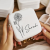 Picture of Custom Birth Flower Travel Jewelry Box - Personalized Small Travel Case - Best Bridesmaid Gift