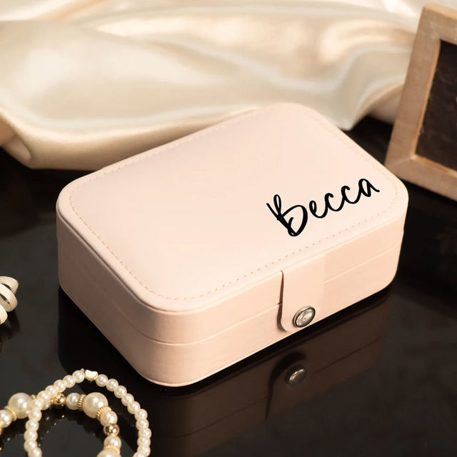 Picture of Custom Travel Jewelry Case - Personalized Travel Box with Name -  Gift for Bridesmaids