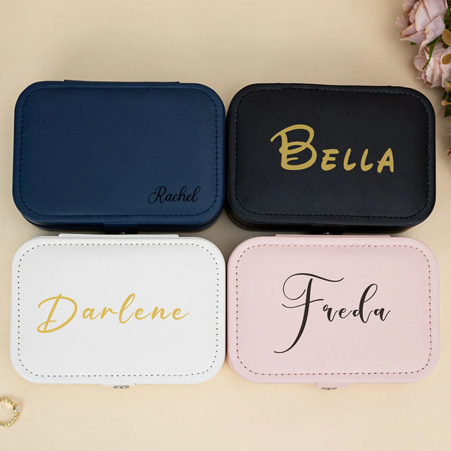 Picture of Custom Travel Jewelry Case - Personalized Travel Box with Name -  Gift for Bridesmaids