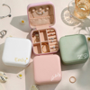 Picture of Custom Square Travel Jewelry Box - Personalized Small Travel Jewelry Case - Bridesmaid Gift