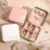 Picture of Custom Square Travel Jewelry Box - Personalized Small Travel Jewelry Case - Bridesmaid Gift