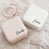 Picture of Custom Square Travel Jewelry Box - Personalized Small Travel Jewelry Case - Bridesmaid Gift