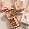 Picture of Personalized Colored Birth Flower Jewelry box - Custom Jewelry Travel Case - Bridesmaid Gift