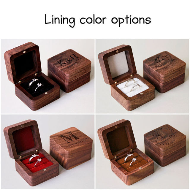 Picture of Custom Wooden Wedding Ring Box - Personalized Engagement Ring Box for Wedding or Proposal