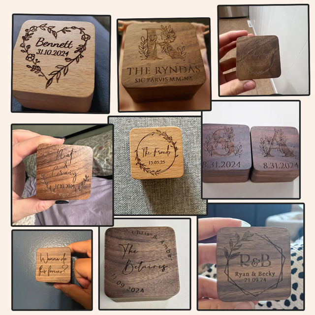 Picture of Custom Wooden Wedding Ring Box - Personalized Engagement Ring Box for Wedding or Proposal