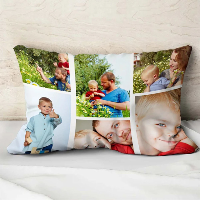 Picture of Custom Photo Rectangle Pillow Case -  Personalized with Multiple Photos - Housewarming Or Christmas gift