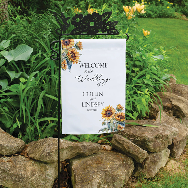 Picture of Custom Garden Flag - Personalized Wedding Flag - Custom Flag With Flower - Best for Family