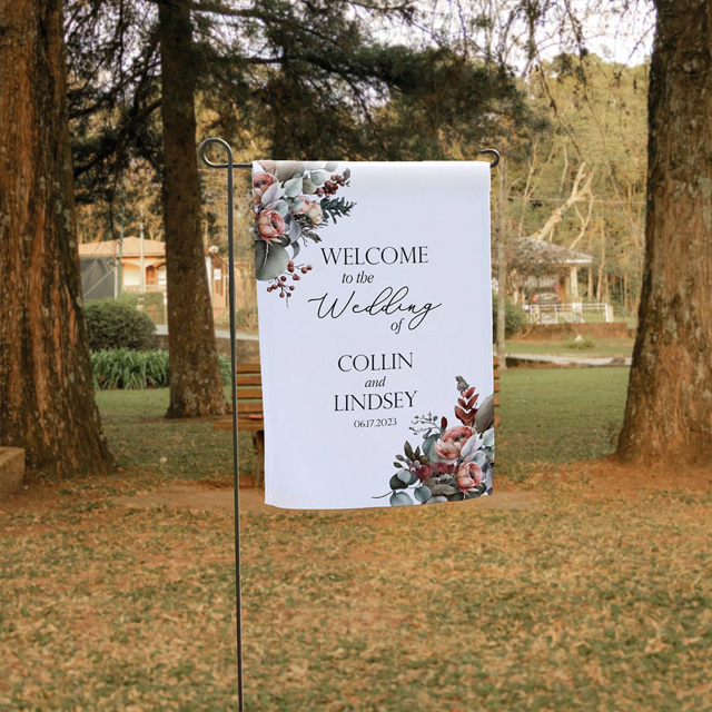 Picture of Custom Garden Flag - Personalized Wedding Flag - Custom Flag With Flower - Best for Family