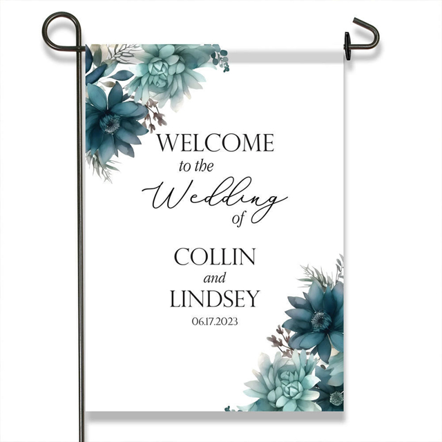 Picture of Custom Garden Flag - Personalized Wedding Flag - Custom Flag With Flower - Best for Family