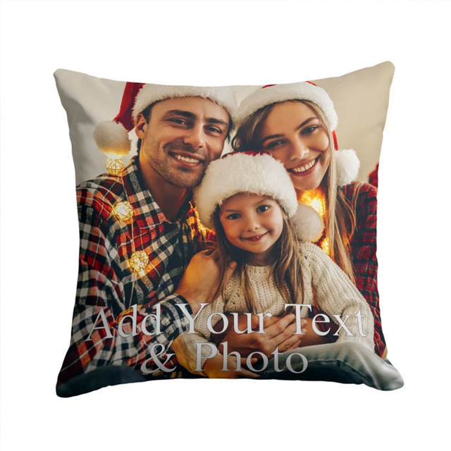 Picture of Personalized Square Shape Photo Pillow Case - Custom Pillow Case - Housewarming Gift - Unique Gift for Christmas