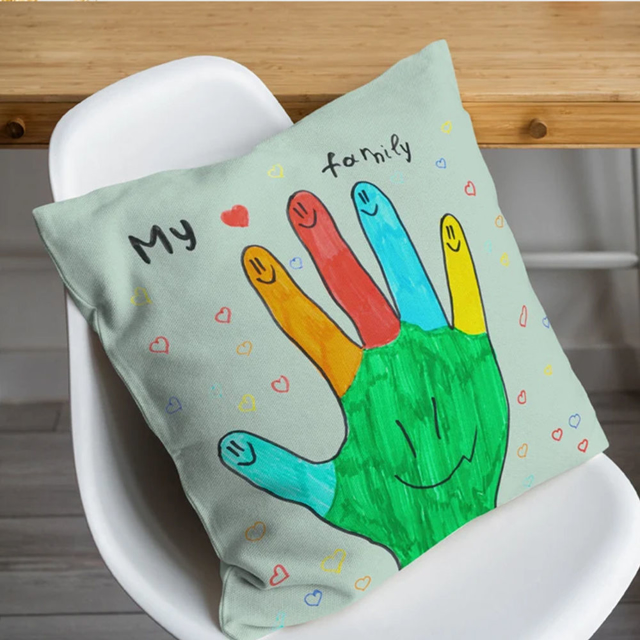 Picture of Personalized Kids Artwork Pillow Case - Pillow Case with Kids' Drawing  - Special Birthday Gift and Home Decor