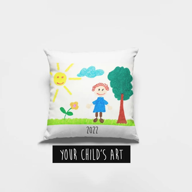 Picture of Personalized Kids Artwork Pillow Case - Pillow Case with Kids' Drawing  - Special Birthday Gift and Home Decor