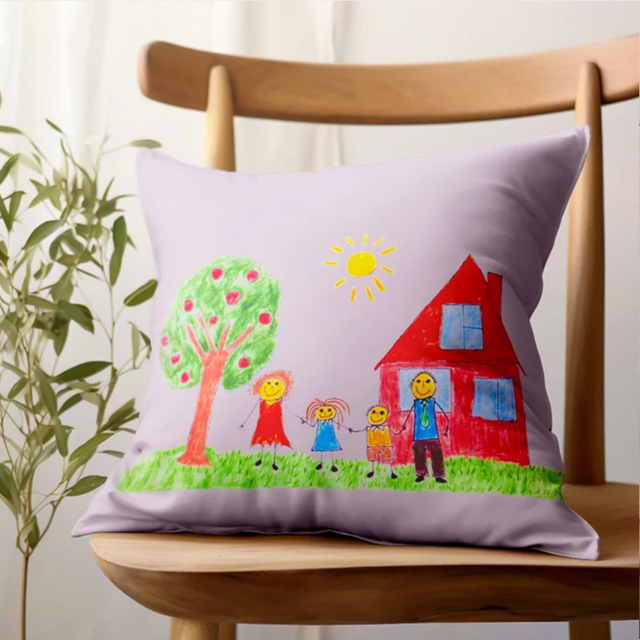 Picture of Personalized Kids Artwork Pillow Case - Pillow Case with Kids' Drawing  - Special Birthday Gift and Home Decor