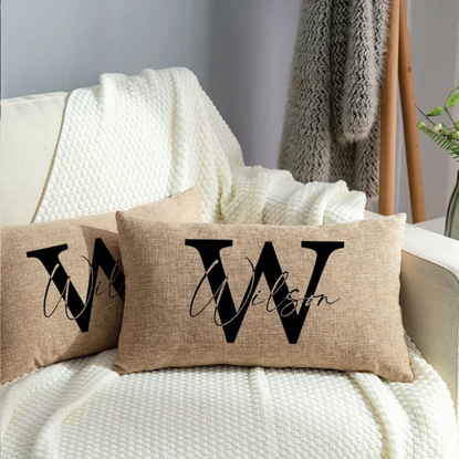 Picture of Personalized Family Name Pillow Case - Pillow Case with Family Name Style - Housewarming Gift - Unique Home Decor