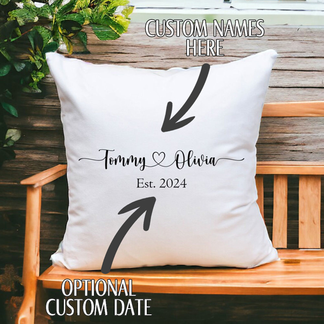 Picture of Personalized Couple Name Pillow Case - Custom with Loved One's Name - Unique Gift for Valentine's Day