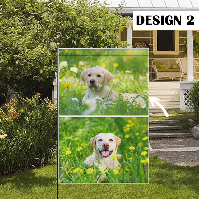 Picture of Custom Photo Garden Flag - Personalized Garden Flag - Custom Pet Flag With Multiple Photos - Best for Family