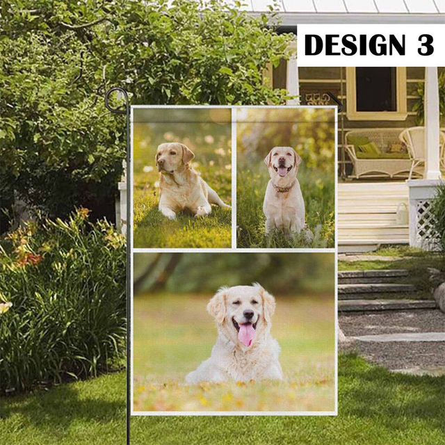 Picture of Custom Photo Garden Flag - Personalized Garden Flag - Custom Pet Flag With Multiple Photos - Best for Family