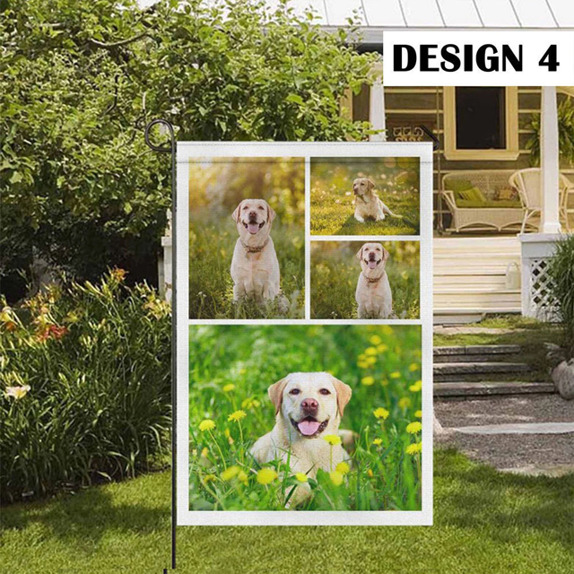 Picture of Custom Photo Garden Flag - Personalized Garden Flag - Custom Pet Flag With Multiple Photos - Best for Family